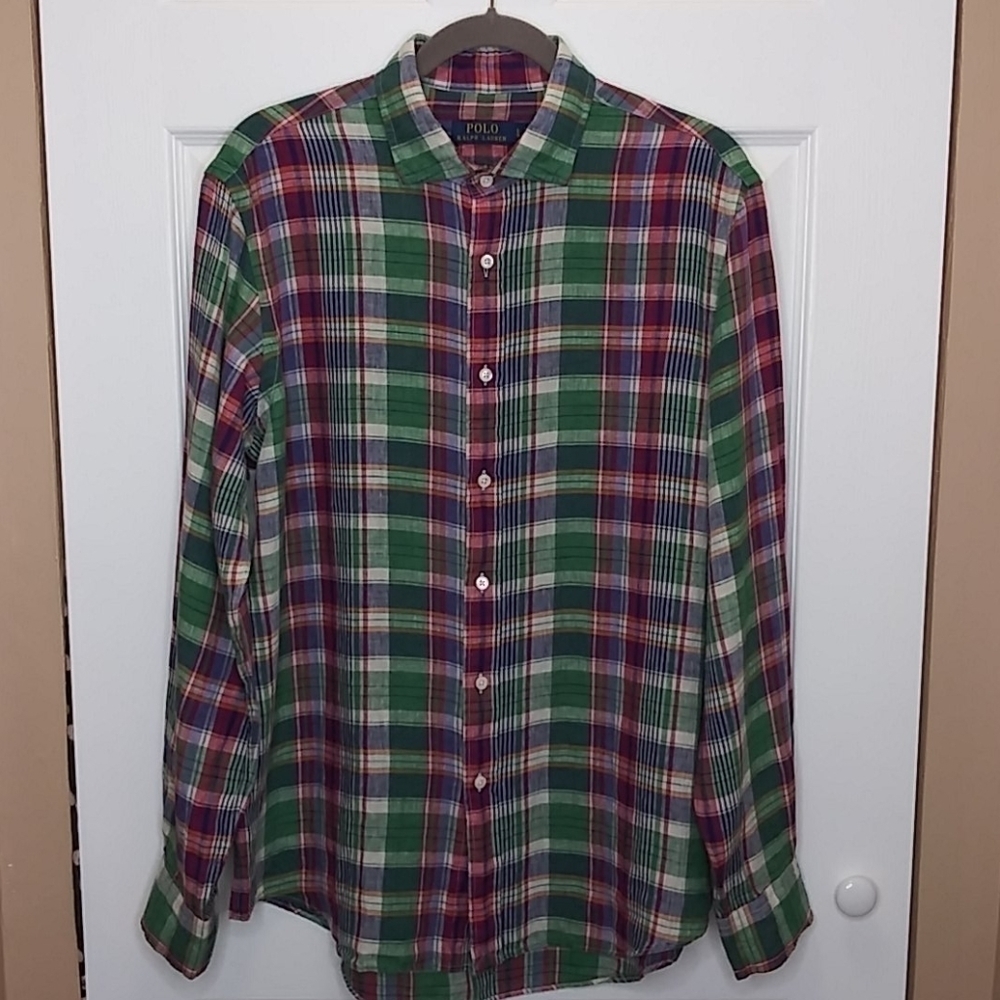 Polo Ralph Lauren Linen Plaid Long Sleeve Shirt